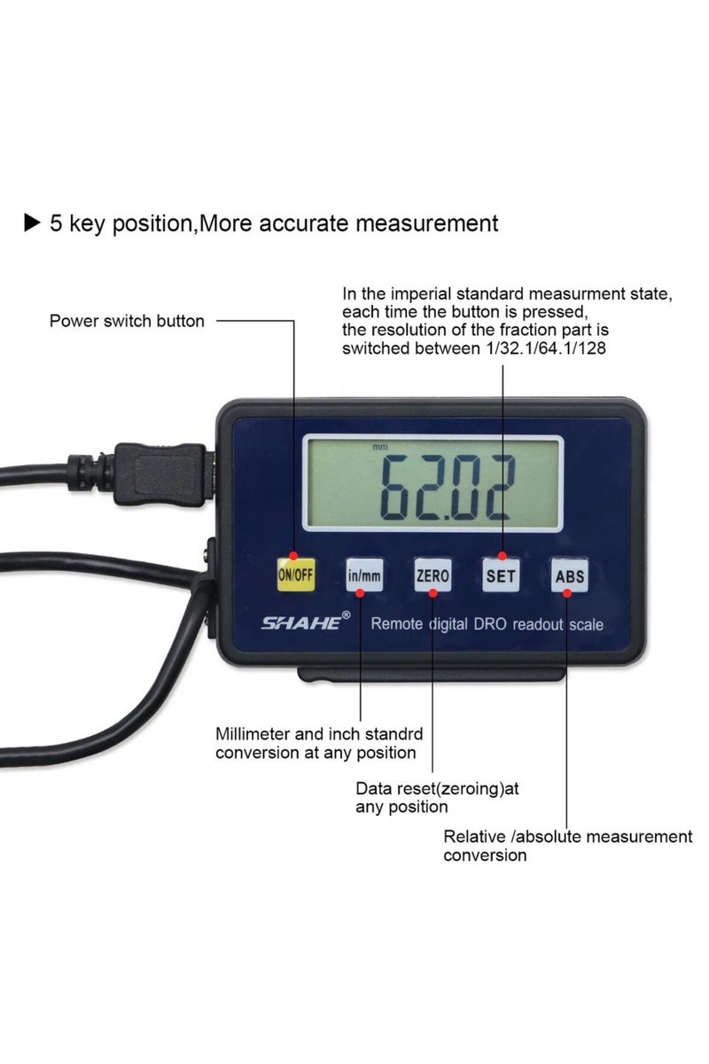 إيروريكس 0-150 مم SHAHE 0-150 مم / 0-200 مم / 0-300 مم 0.01 مم DRO قراءة رقمية مغناطيسية عن بعد مقياس خطي رقمي - Image 3