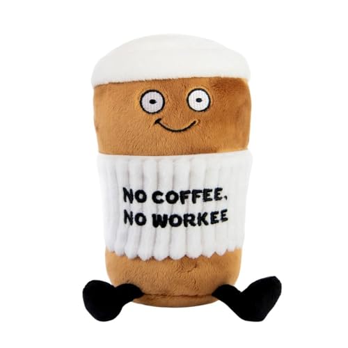 Punchkins Coffee Plushie No Coffee No Workee Sassy Cup Plush Gift for Coworkers Sassy Food Plush Toy for Gifting - Image 1