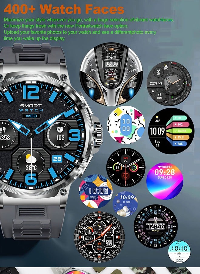 رولستيمي الساعات الذكية للرجال ، 710 مللي أمبير بطارية ، 1.85 " جولة شاشة كبيرة جهاز تعقب للياقة البدنية مع رصد معدل ضربات القلب ، ساعة رياضية للهواتف أندرويد / دائرة الرقابة الداخلية ، الفضة - Image 3