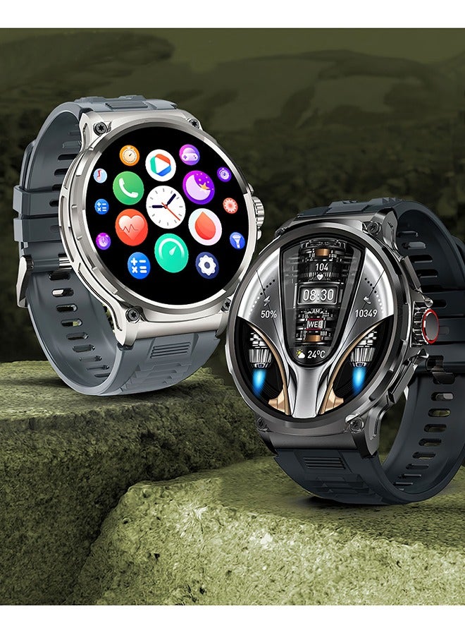 رولستيمي الساعات الذكية للرجال ، 710 مللي أمبير بطارية ، 1.85 " جولة شاشة كبيرة جهاز تعقب للياقة البدنية مع رصد معدل ضربات القلب ، ساعة رياضية للهواتف أندرويد / دائرة الرقابة الداخلية ، الفضة - Image 5