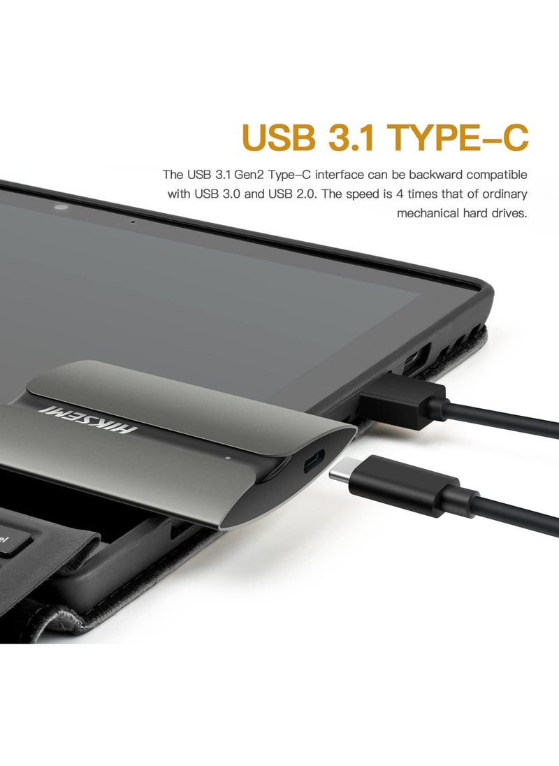 HIKSEMI HIKSEMI Portable External SSD 2TB, Read Speed Up to 560MB/s, USB 3.1/Type C Ultra Thin External SSD for PC/Laptop/Tablets/Smartphones (Grey) - T300S  - Image 4