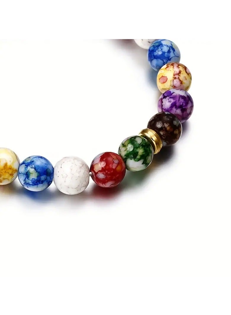 1pc Colorful Beads Acrylic Unisex Bracelet, Yoga Trendy Cool Retro Bohemian Jewelry Gifts - Image 2