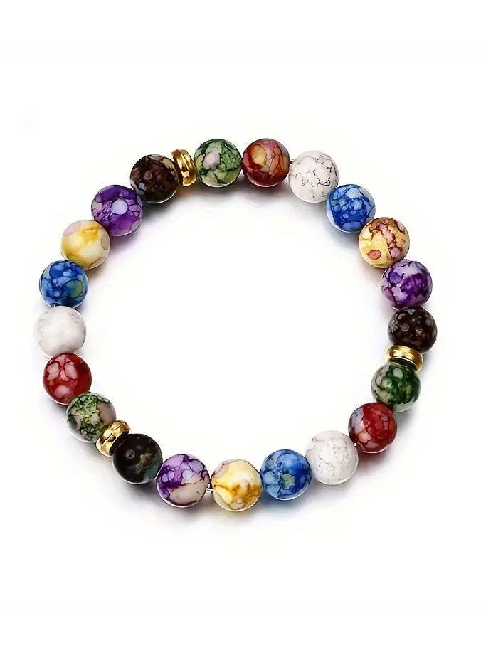 1pc Colorful Beads Acrylic Unisex Bracelet, Yoga Trendy Cool Retro Bohemian Jewelry Gifts - Image 3