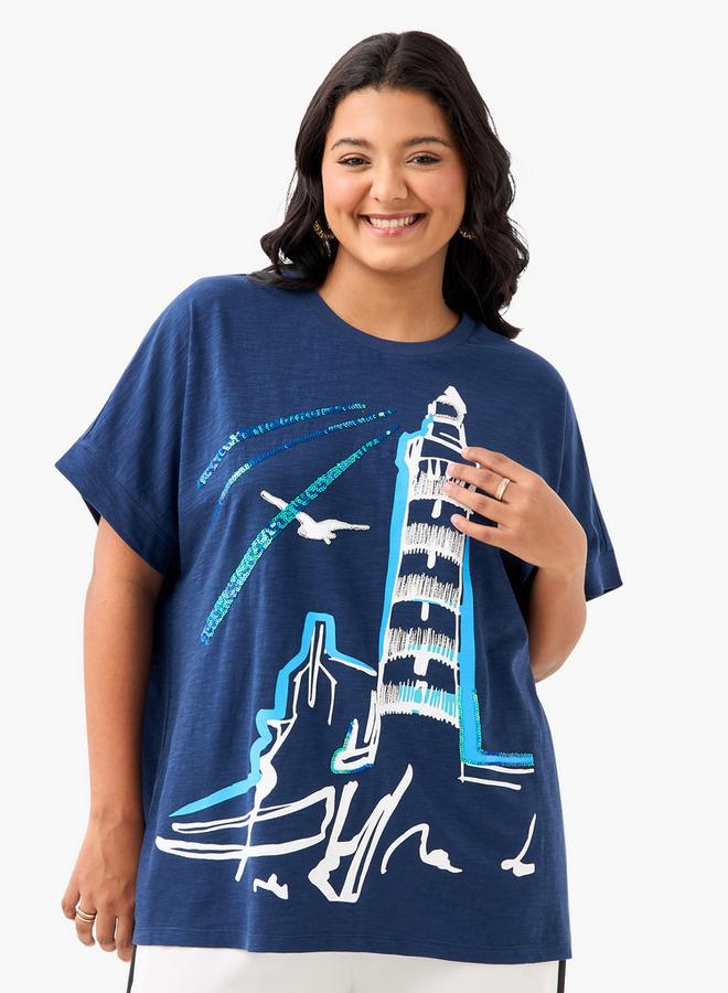 Ulla Popken Plus Size Ulla Popken Printed T-shirt - Image 1