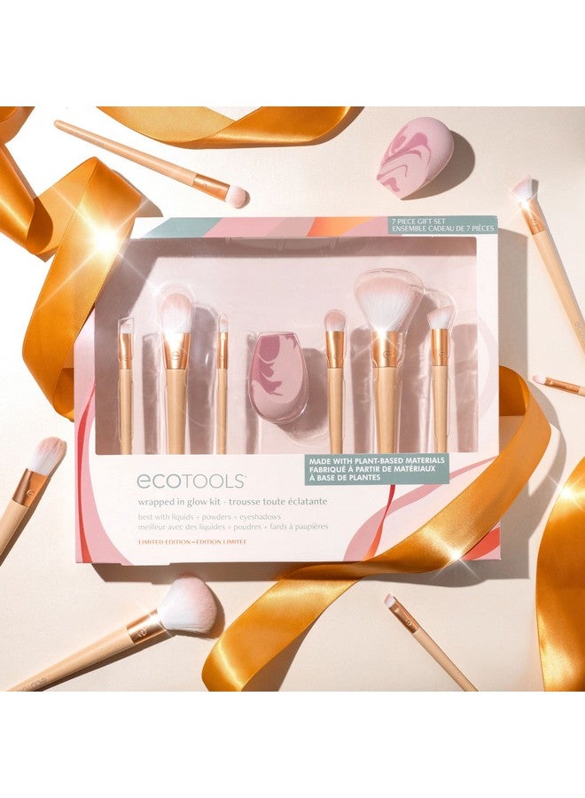 Ecotools Limited Edition Wrapped In Glow Makeup Brush & Sponge Kit Makeup Blender & Face Brushes Seamless Application And Buildable Coverage Ecofriendly Makeup Tools 7 Piece Holiday Gift Set - Image 4