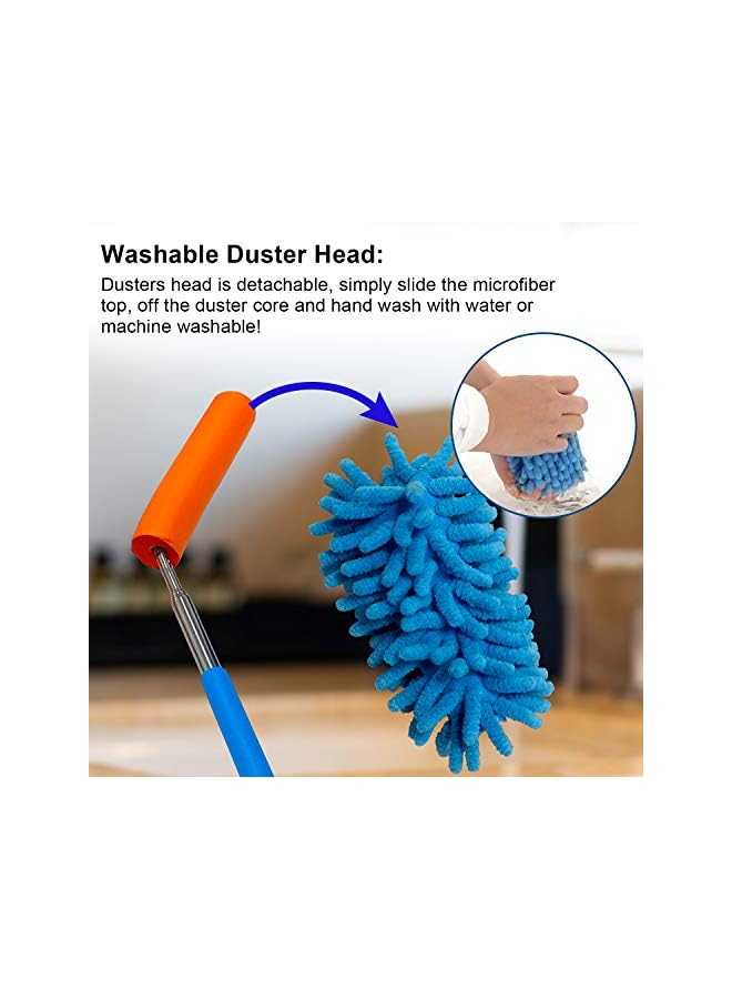 erorex Lorpect Microfiber Duster for Cleaning, Dusters with Telescoping Extension Pole, Extendable Washable Mini Dusters for Cleaning Car, Window, Furniture, Office (6 Pack) - Image 4