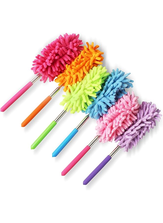 erorex Lorpect Microfiber Duster for Cleaning, Dusters with Telescoping Extension Pole, Extendable Washable Mini Dusters for Cleaning Car, Window, Furniture, Office (6 Pack) - Image 1