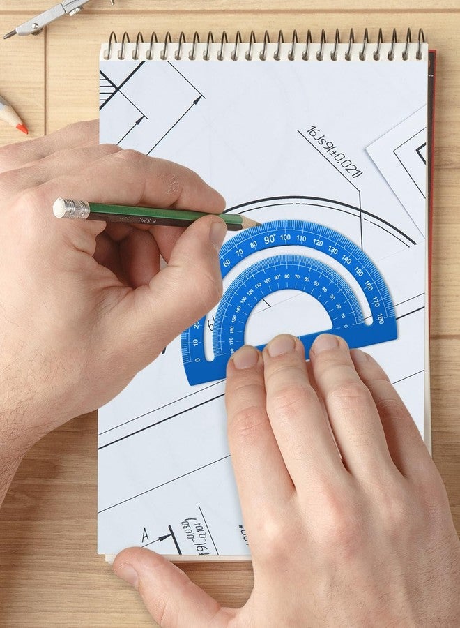 Honagu Triangular Ruler Set, 4+1Pieces Aluminum Alloy Ruler, Metal Drafting Ruler, Geometric Protractor for Students, School Office Supplies (Sky blue, 20cm) - Image 4