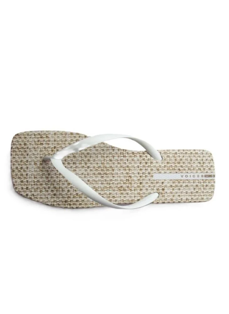 Voices Slim Sardenha Women'S Flip Flops With Square Shape Printed Sole - White
