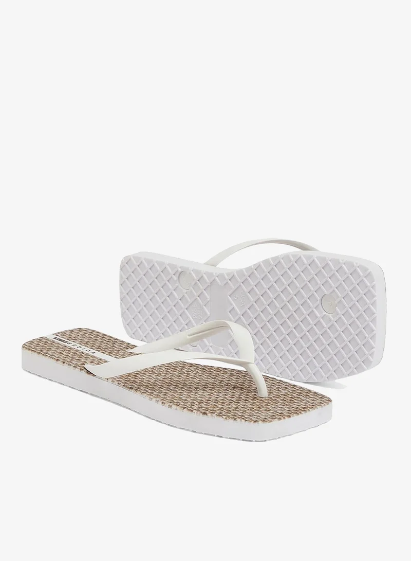 Voices White-Palha-White Slim Sardenha Women'S Flip Flops With Square Shape Printed Sole - White for Women | Best Price UAE