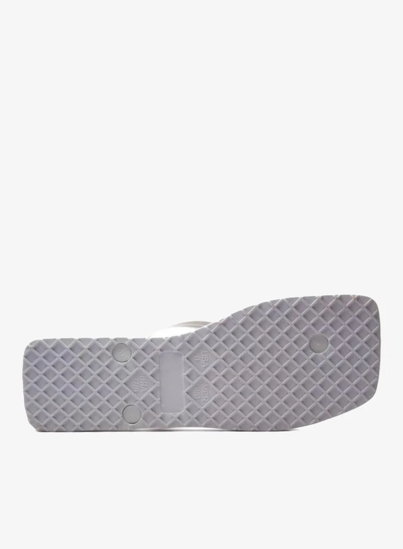 Voices White-Palha-White Slim Sardenha Women'S Flip Flops With Square Shape Printed Sole - White for Women | Best Price UAE