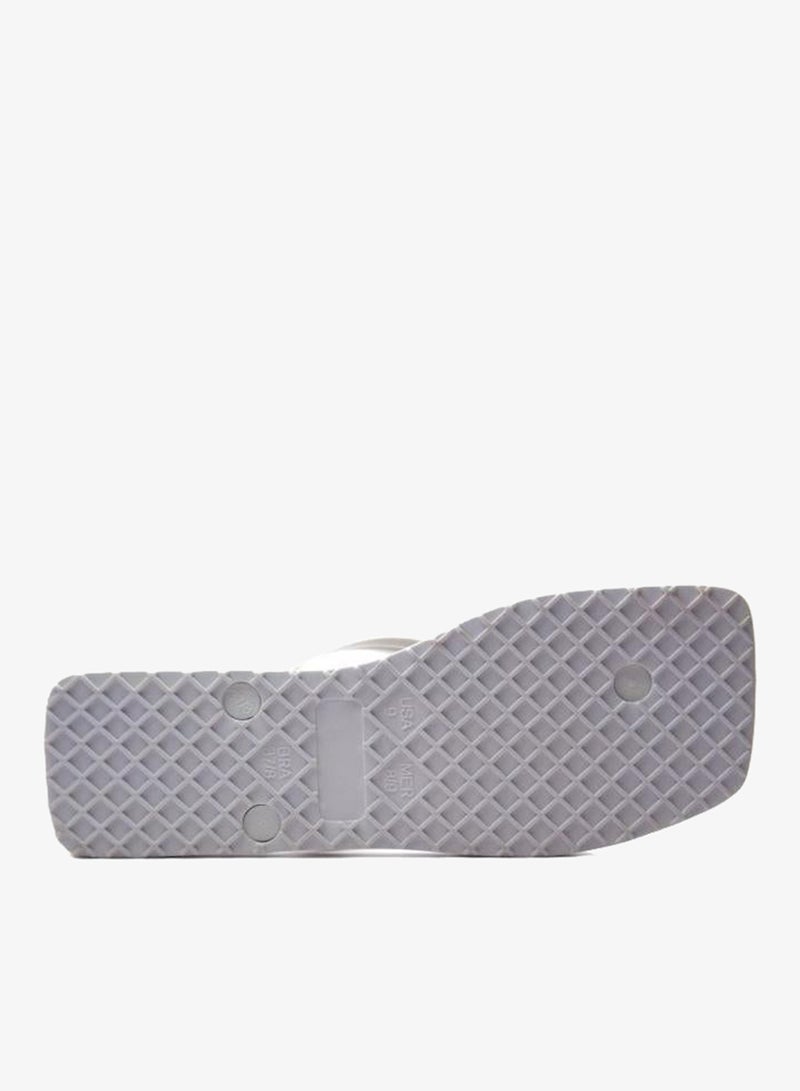 Voices Slim Sardenha Women'S Flip Flops With Square Shape Printed Sole - White - Image 5