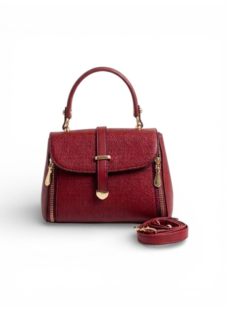 لايف ستيلاش  حقيبة كروس جلد مع حزام ZC-6 - نبيتي - Image 2