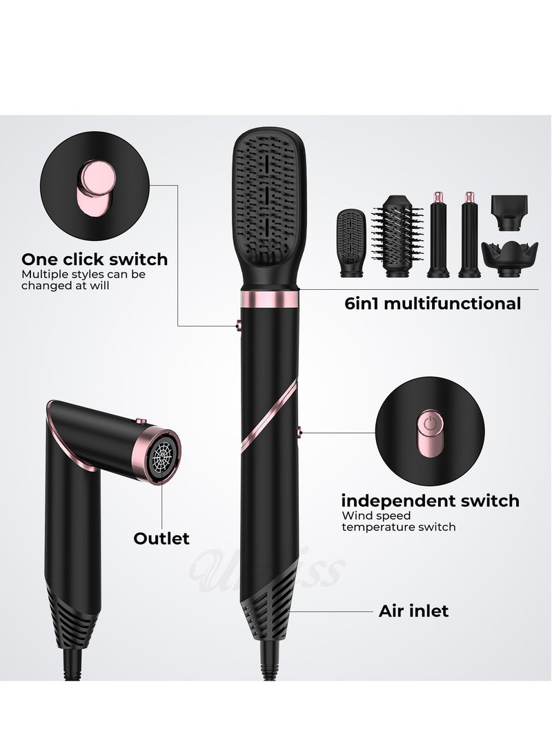 عام مشط مجفف شعر عالي الجودة 6 في 1 ومشط هواء ساخن لتجعيد الشعر وفرد الشعر ومشط شعر مستقيم أوتوماتيكي ومجفف شعر - Image 4