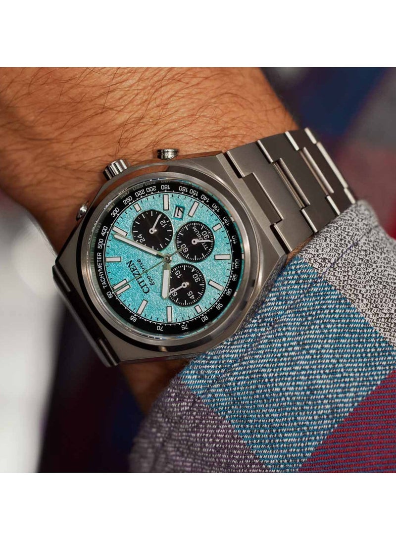 CITIZEN ساعة زينشين كرونوغراف إيكو درايف تيتانيوم للرجال CA4610-85M - Image 3