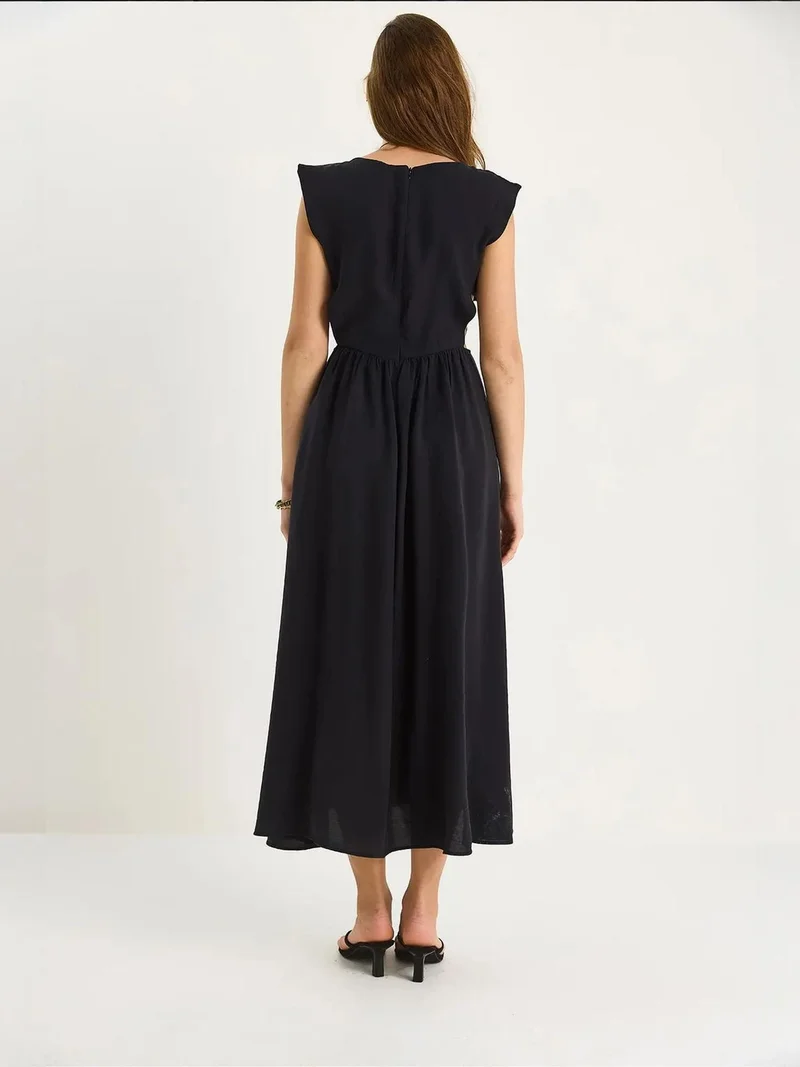 Bianco Lucci Black LUCCI Cut Out Detailed Midi Dress for Women | Best Price UAE