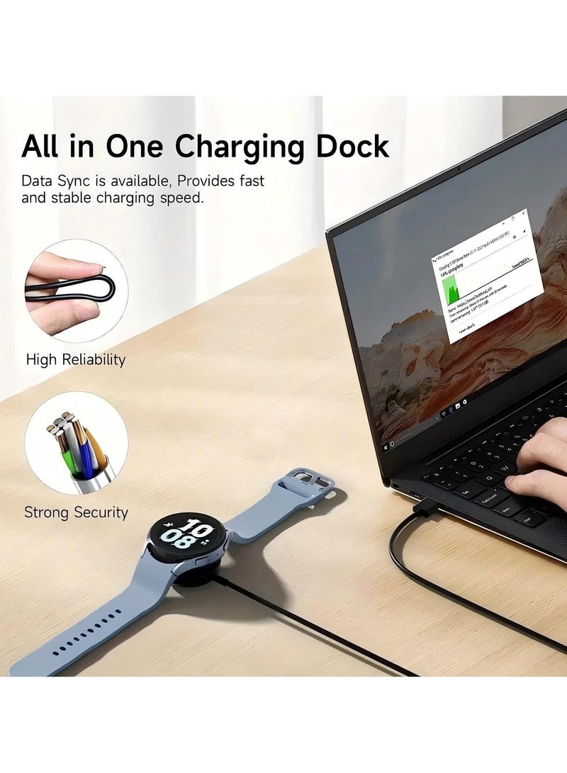 Portable Smart Watch Charger Dock for Samsung Galaxy Watch7/6/5/5 PRO/4/3/Active 2/Active 1,USB A Magnetic Dock Fast Charger Black - Image 5