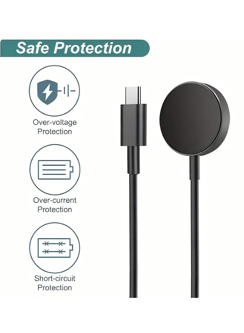 Portable Smart Watch Charger Dock for Samsung Galaxy Watch7/6/5/5 PRO/4/3/Active 2/Active 1,USB A Magnetic Dock Fast Charger Black - Image 2