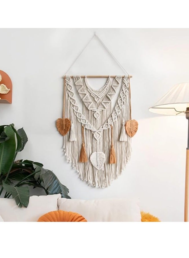 antikiano wall macrame Large Macrame Wall Hanging Boho Decorative Chic Leaves - Image 2