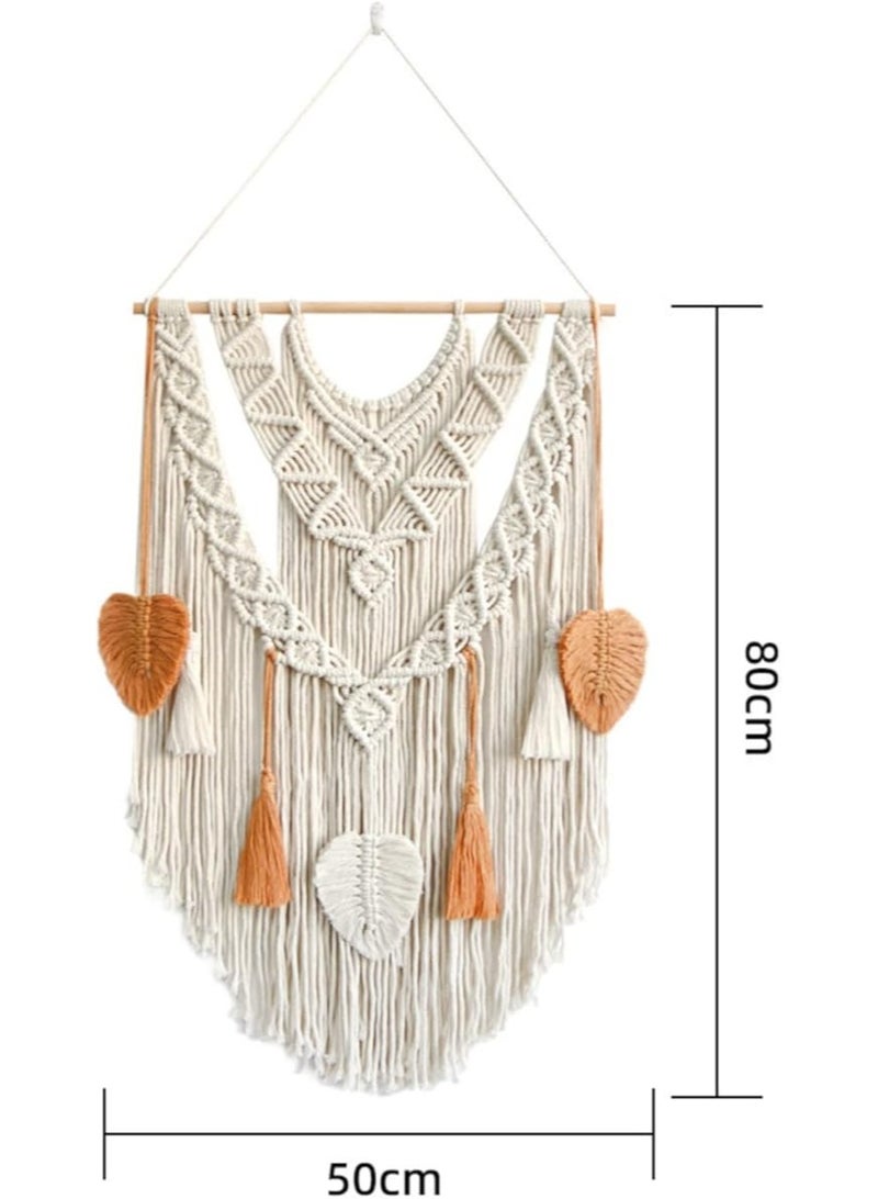 antikiano wall macrame Large Macrame Wall Hanging Boho Decorative Chic Leaves - Image 1