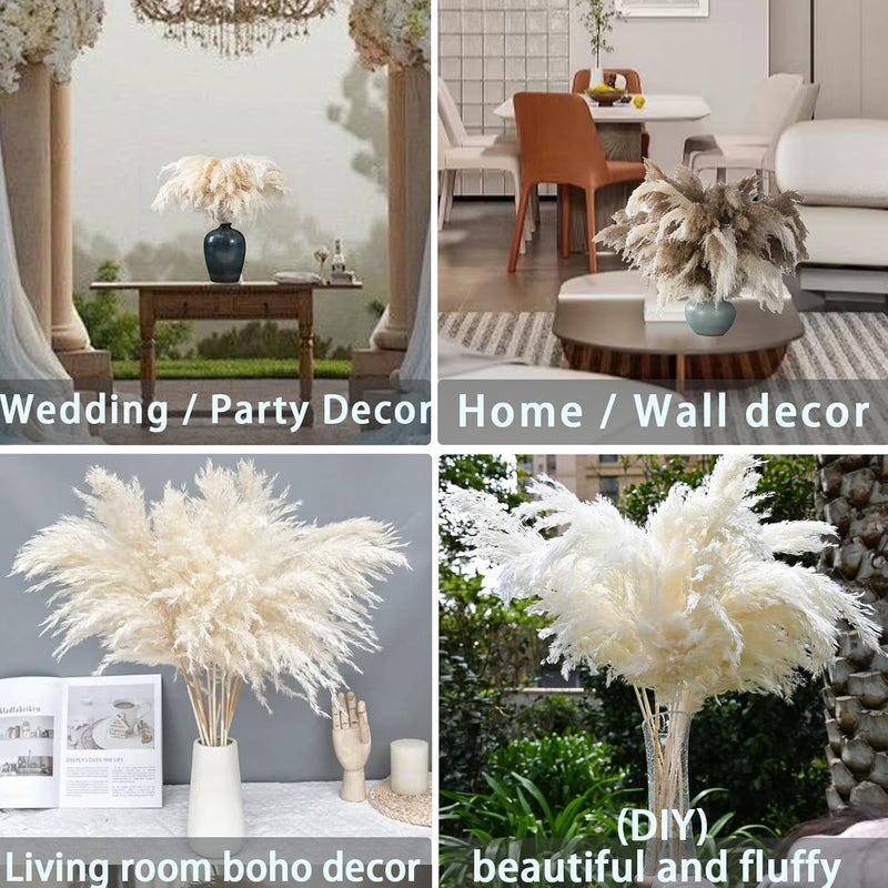 ROOLLYA 17 inch 20 Stems Pampas Grass Decor Tall -Natural Fluffy Pampas Grass Tall Pompas Grass for Floor Vase - Boho Decor Home Decor Wedding Decor Event Decor, 2404-c15-30white-45cm - Image 3