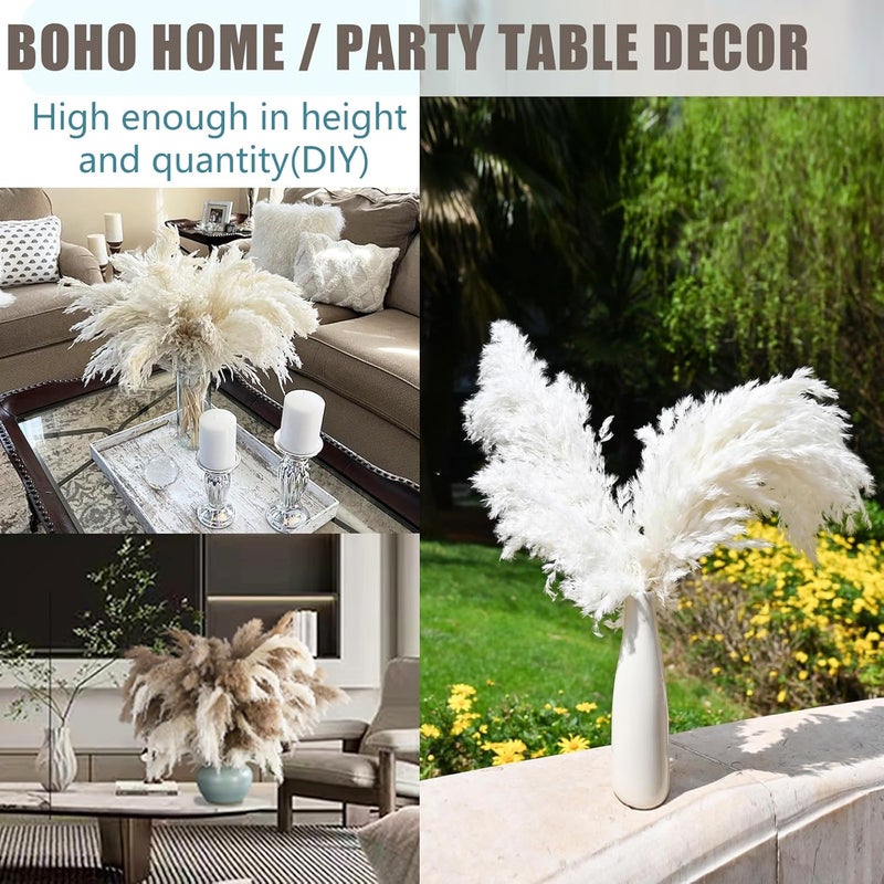 ROOLLYA 17 inch 20 Stems Pampas Grass Decor Tall -Natural Fluffy Pampas Grass Tall Pompas Grass for Floor Vase - Boho Decor Home Decor Wedding Decor Event Decor, 2404-c15-30white-45cm - Image 4
