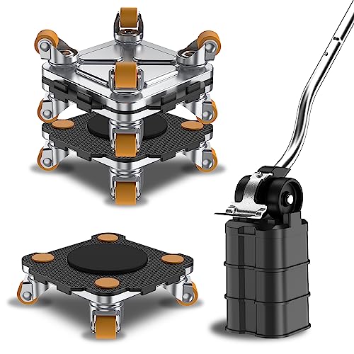 ONEON Furniture Mover Pro Set Enhanced Dolly and Lifter with Custom TPE Wheels for Easy Furniture Lifting and Moving Professional Tool for Effortless Furniture Transport Black 4Dollies 1Lifter
