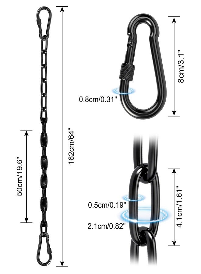 YOSE Stainless Steel Link Chain 64inch 304 Permanent Rust Chain 2 Pack with 4 Spring Snap Hooks, 1000LB Load Bearing Metal Chain Heavy Duty Safety Chain for Swing, Yoga, Hammock, sandbag Suspension - Image 4