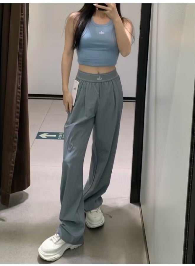 ALO High-Rise Logo Elastic Waist Yoga Pants - Women's Lightweight Wide-Leg Athletic Trousers with Breathable Fabric for Yoga, Lounge & Casual Wear - Image 2