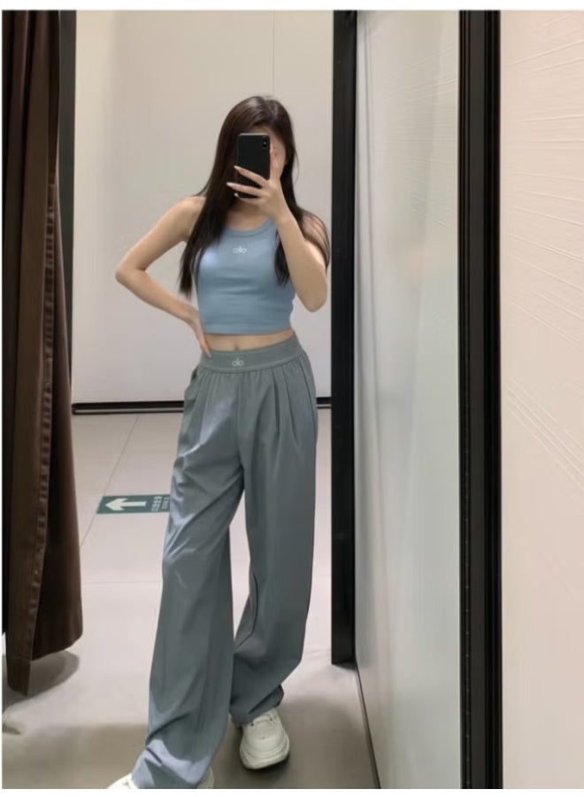 ALO High-Rise Logo Elastic Waist Yoga Pants - Women's Lightweight Wide-Leg Athletic Trousers with Breathable Fabric for Yoga, Lounge & Casual Wear - Image 4