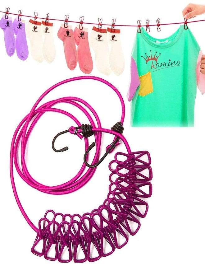 Cpixen Cloth Drying Rope with Hooks Elastic Cloth Hanging Rope for Cloth Drying with Cloth Rope for Drying Clothes for Travel Home Outdoor, 1 Count, Multicolor - Image 2
