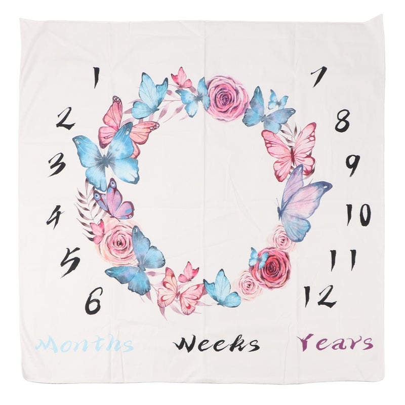 Baby Monthly Milestone Blanket for Boys Girls Garland Pattern 39.4x39.4in Photo Background Cloth Newborn Growth Chart - Image 1