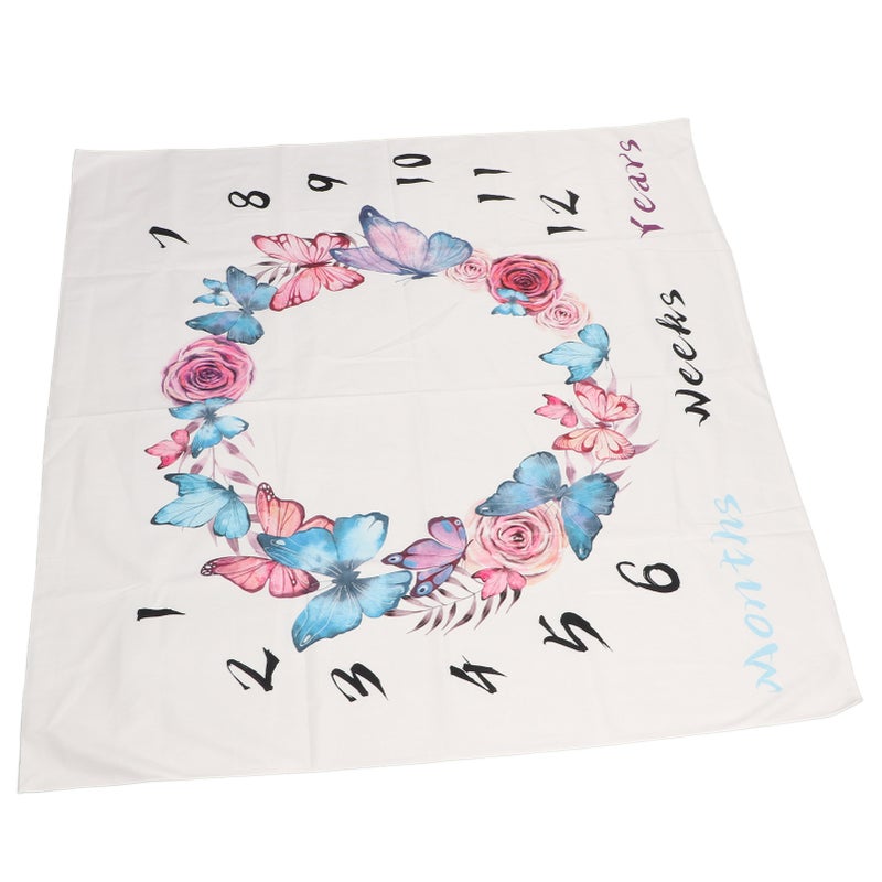 Baby Monthly Milestone Blanket for Boys Girls Garland Pattern 39.4x39.4in Photo Background Cloth Newborn Growth Chart - Image 3
