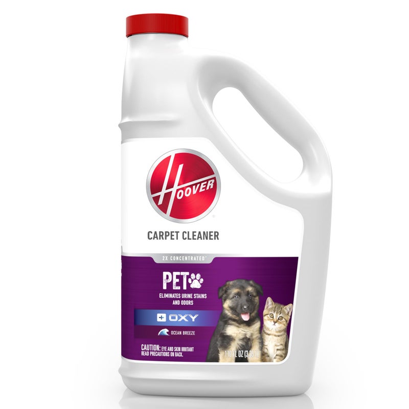 Hoover Oxy Pet Carpet Cleaner Solution, 116 oz., Ocean Breeze Scent, Deep Cleaning Carpet Shampoo Solution, Eliminates Urine Stains and Odors, Pair Carpet Cleaner Machine - Image 1