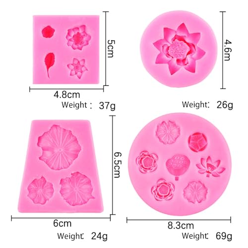 Zbdroxygen 4Pcs Candle Mould Silicone, Silicone, Lotus Mould for Candle, Candle Making Material, DIY Gift, Chocolate Making, Home Baking, Party Decorations, Red - Image 2