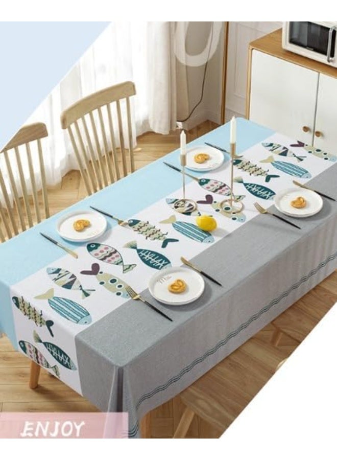 UKR Waterproof PVC Tablecloth for Dining Table Rectangle Table Cover Wipe Clean Vinyl Durable (Ocean Catch, 140x180 cm) - Image 2