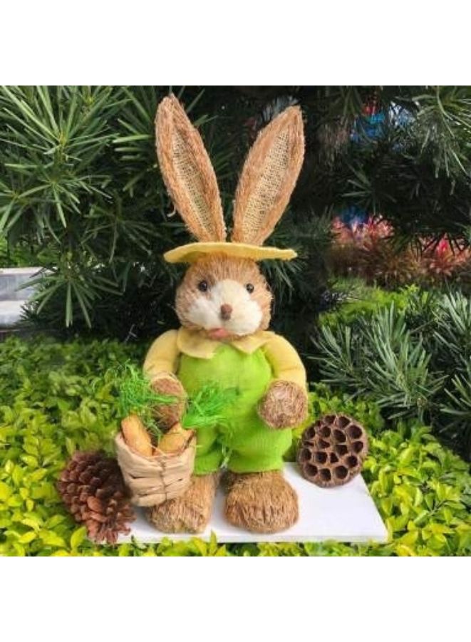 35cm Handmade Straw Rabbit Straw Bunny for Decoration Artificial Animal Home Furnishing Shop Decoration, Bunny 12 - Image 2