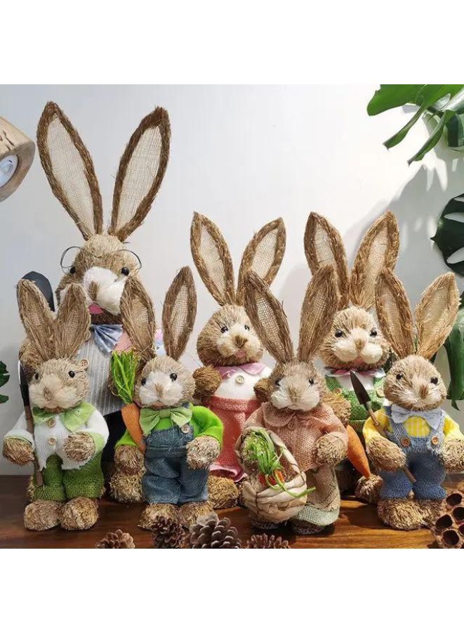 35cm Handmade Straw Rabbit Straw Bunny for Decoration Artificial Animal Home Furnishing Shop Decoration, Bunny 12 - Image 3