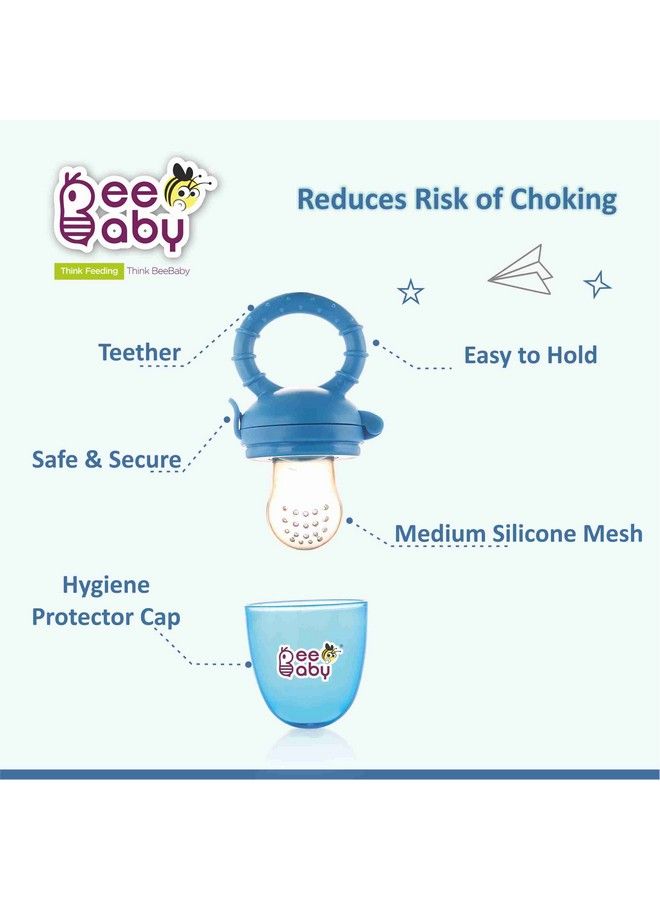 Beebaby Fruttino Silicone Food & Fruit Nibbler For Babies Fruit Feeder Pacifier Bpa Free (Fruttino Blue) - Image 4