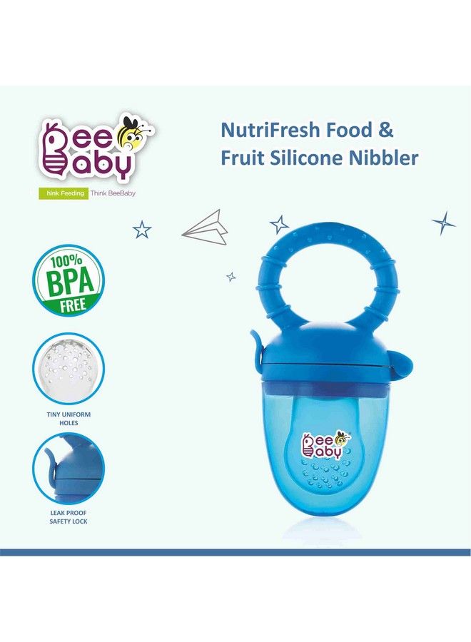 Beebaby Fruttino Silicone Food & Fruit Nibbler For Babies Fruit Feeder Pacifier Bpa Free (Fruttino Blue) - Image 3