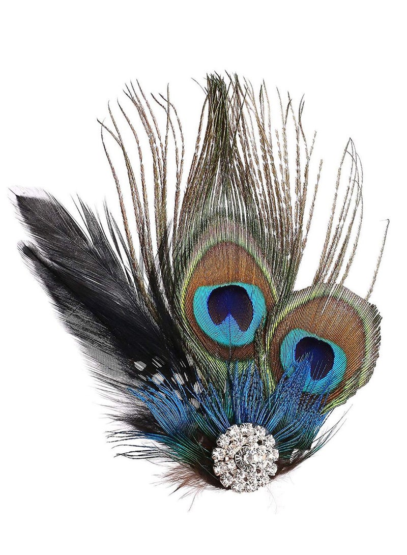 NIBEMINENT Peacock Feather Hair Clip Multicolour 3.9 x 5.5inch - Image 1