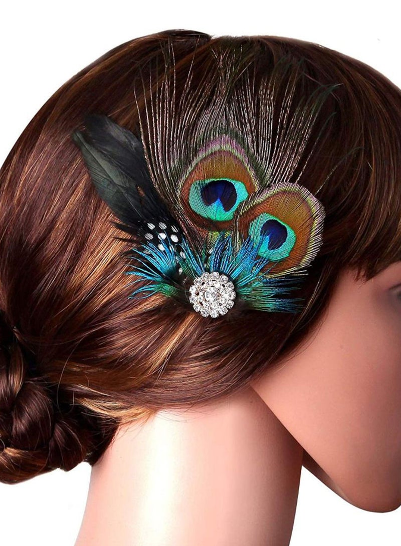 NIBEMINENT Peacock Feather Hair Clip Multicolour 3.9 x 5.5inch - Image 2