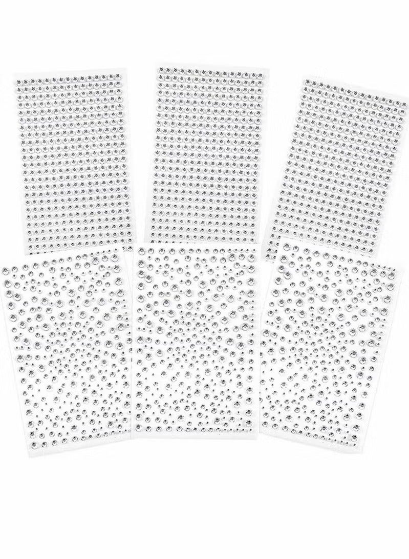 2100 Pcs Rhinestone Stickers Transparent Self Adhesive Crystal Glitter Diamond Art Gemstone Stickers Suitable for Face Decoration Diy Nail Phone Case 6 Sheet - Image 1