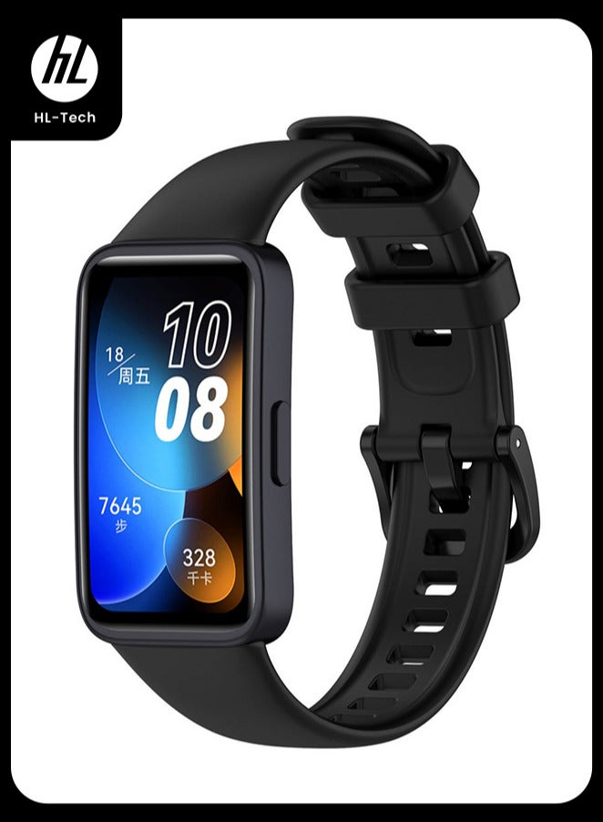HL-Tech Silicone Strap Suitable for Huawei Band 10/9/8 Watchband Replacement Bracelet (Black) - Image 1