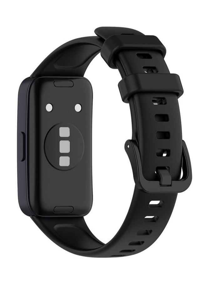 HL-Tech Silicone Strap Suitable for Huawei Band 10/9/8 Watchband Replacement Bracelet (Black) - Image 2