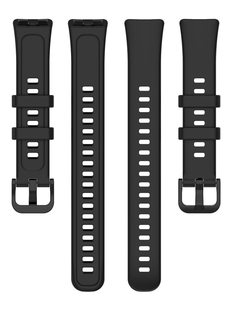 HL-Tech Silicone Strap Suitable for Huawei Band 10/9/8 Watchband Replacement Bracelet (Black) - Image 3