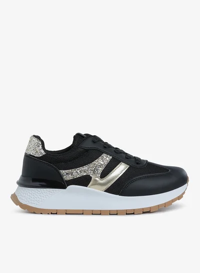 London Rag Glitter Detail Chunky Sneakers in Black and Gold