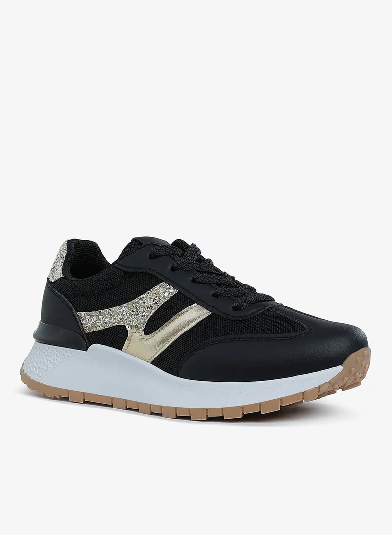 London Rag Glitter Detail Chunky Sneakers in Black and Gold