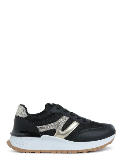 London Rag Glitter Detail Chunky Sneakers in Black and Gold