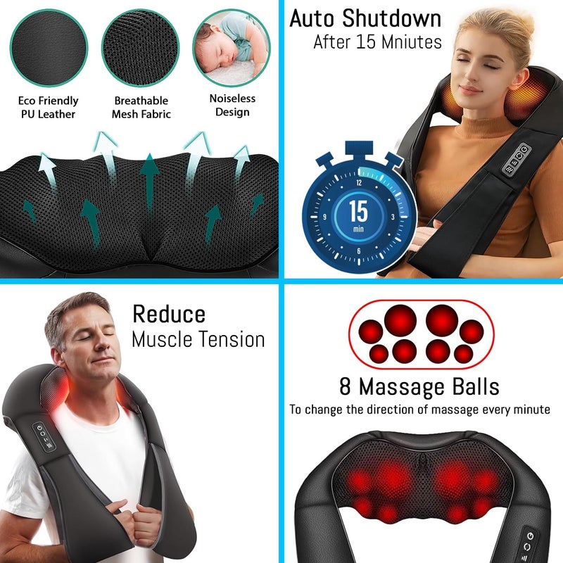 RED WAVE Electric Shoulder Massager with Heat - Deep Tissue 3D Kneading, Adjustable Intensity - Image 5